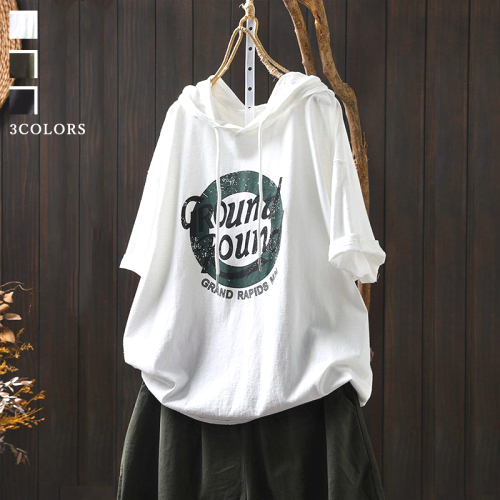 人気商品再入荷 半袖 アルファベット プリント プルオーバー フード付き ファッション Tシャツ fashion ootd カジュアルコーデ ファッション コーディネート 今日のコーデ coordinate トレンドコーデ 着回しコーデ 大