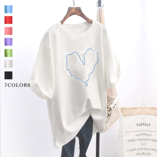 7色展開 オフィスカジュアル プリント 合わせやすい ゆるい 体型カバー ラウンドネック  Tシャツ fashion ootd カジュアルコーデ ファッション コーディネート 今日のコーデ coordinate トレンドコーデ 着回しコーデ