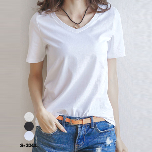 定番シンプル半袖無地カジュアル着痩せ効果VネックラウンドネックTシャツファッションcoordinateカジュアルコーデコーディネート今日のコーデ大人コーデレディースfashionootd春コーデ春服夏コーデ夏服