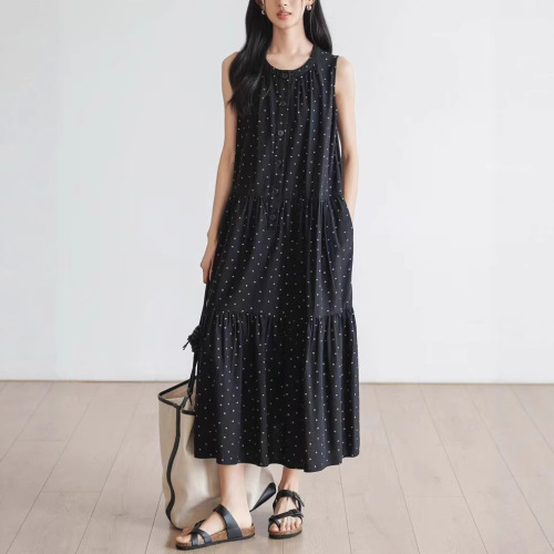 ワンピース  花柄  タンクトップ  ノースリーブ  ゆったり  ロング  夏服  なし  リゾートスタイル  新作  フレンチスタイル  レディース  カジュアルドレス