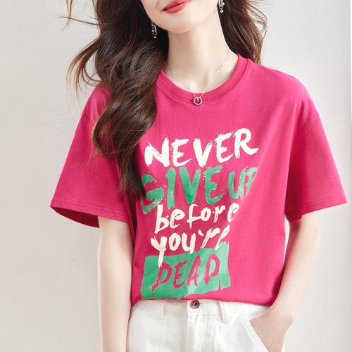 Tシャツ  コットン  半袖  ゆったり  クルーネック  夏服  通勤/OL  デザイン  コットン100%  新作  デザイン性  ニッチ  レディース