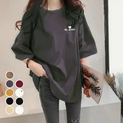 SNSで話題沸騰 無地 ラウンドネック アルファベット 五分袖 プルオーバー シンプル Tシャツ グレー ブラック 黑 ホワイト 白 fashion ootd カジュアルコーデ ファッション コーディネート 今日のコーデ coordinat