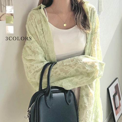 3色展開 日焼け止め 冷房対策 レース ナチュラル  フェミニン カーディガン ホワイト 白 グレー fashion ootd カジュアルコーデ ファッション コーディネート 今日のコーデ coordinate トレンドコーデ 着回しコーデ