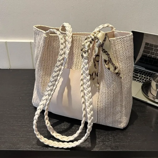 デザイン性抜群  レトロ マグネット 草編み 切り替え ショルダーバッグ fashion ootd コーデ ファッション コーディネート 今日のコーデ coordinate コーデ 着回しコーデ コーデ