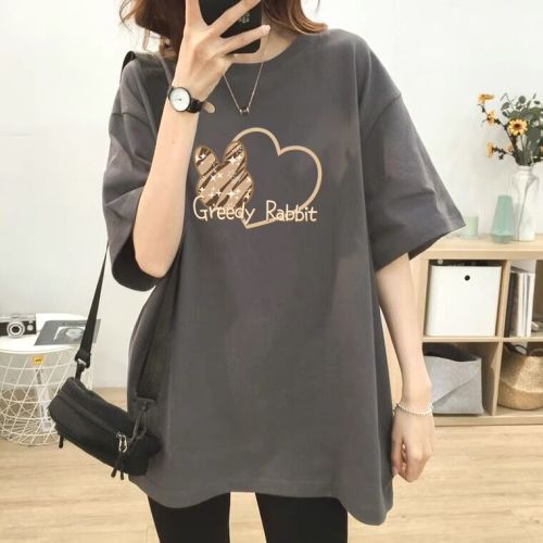 新商品＆再入荷 アルファベット カートゥーン プリント ラウンドネック 半袖 韓国系 Tシャツ
