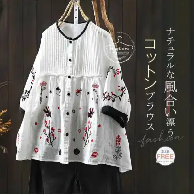 ブラウス　コットン100％　ノーカラーシャツブラウス　半袖　キレイめ　大人　チュニックブラウス　ナチュラル　綿　トップス