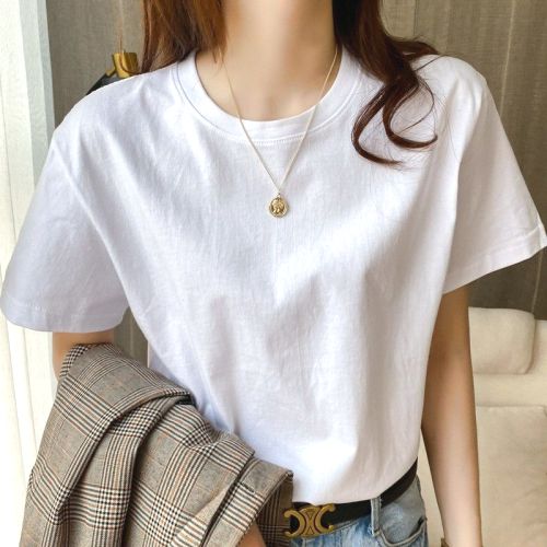 早い者勝ちです! 半袖 ラウンドネック 無地 プルオーバー ショート丈 スウィート Tシャツ