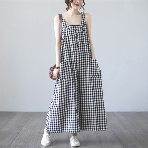サロペット  ワイドパンツ  ベージュ  キャミソール  コットン  ゆったり  夏服  綿麻  リネン  おしゃれ / ファッション  レディース  大きめサイズ  サロペット／オーバーオール