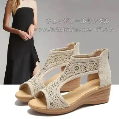 美脚効果 幅広い 歩きやすさ ウェッジソール 3色 輪ゴム ファッション シューズ パンプス