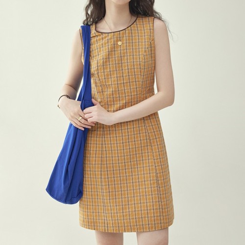 ワンピース  タンクトップ  ノースリーブ  クルーネック  夏服  なし  M  高級  新作  フレンチスタイル  レディース  高級感  カジュアルドレス