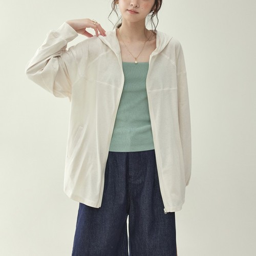 無地  ファスナー  カジュアル  アウター  フード付き  夏服  薄  M  日焼け止め  レディース  日焼け止め
