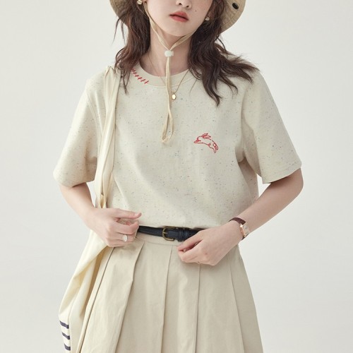 半袖  スリムに見える  どんなスタイルにも合う  ゆったり  夏服  デザイン  M  レトロ  刺繍  日本風  デザイン性  レディース  トップス