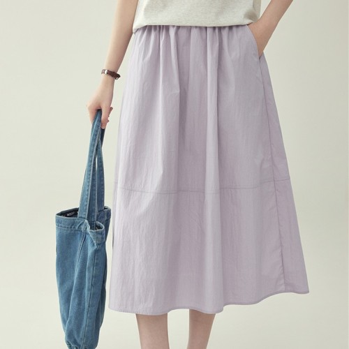 無地  カジュアル  スカート  スリムに見える  ハイウエスト  夏服  普通  M  流行  レディース  ミディ丈 / ミディアム丈  ボトムス