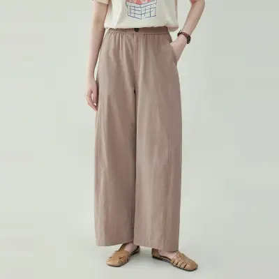 カジュアル  カジュアルパンツ  コーヒー  ロングパンツ  ハイウエスト  夏服  M  新作  レトロ  レディース  ボトムス