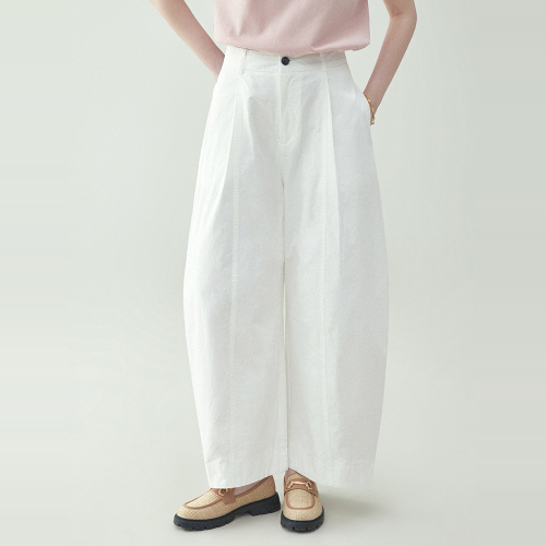カジュアル  ホワイト  コットン  どんなスタイルにも合う  ゆったり  ロングパンツ  ハイウエスト  夏服  コットン100%  M  新作  レディース  ボトムス