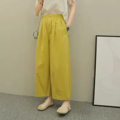 テーパードパンツ  ワイドパンツ  コットン  ゆったり  ハイウエスト  夏服  新作  レディース