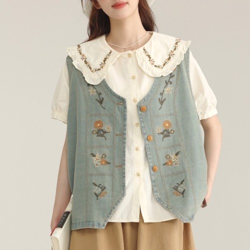 ベスト  タンクトップ  夏服  デザイン  森ガール  気質  高級  新作  レトロ  刺繍  デザイン性  レディース  高級感  トップス