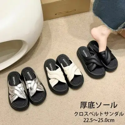 サンダル レディース 厚底 軽量 クロスベルト 春 夏 ミュール 歩きやすい 幅広 おしゃれ 痛くない 疲れない