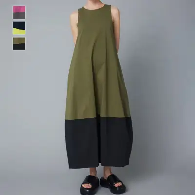 No.1 人気商品 配色 ラウンドネック ノースリーブ 平日 ポケット付き レトロ ワンピース fashion ootd カジュアルコーデ ファッション コーディネート 今日のコーデ coordinate トレンドコーデ 着回しコーデ 大人