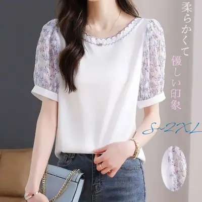 【夏コレクション】Basic日常簡約 ! ファッション   S-2XL  プリント  刺繍   切り替え  半袖   レディース   Ｔシャツ