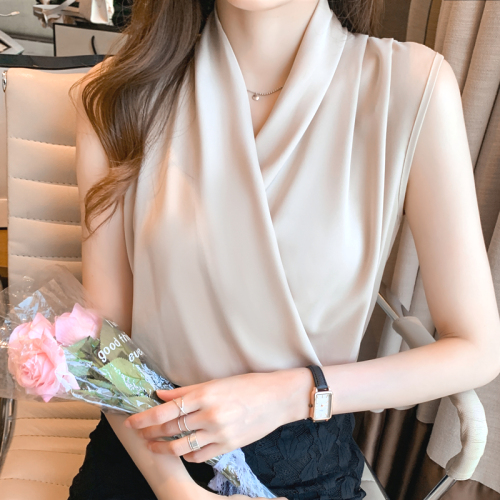 女子マスト!無地 プルオーバー Vネック ノースリーブ シンプル フェミニン 設計感 オシャレ レデイース シャツ