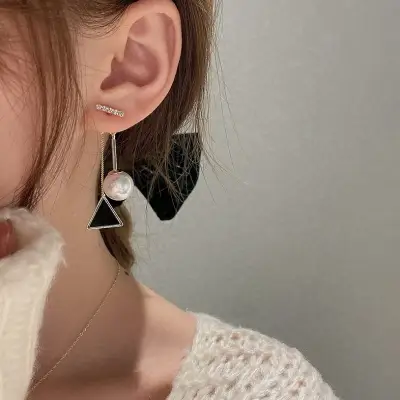 高見えデザイン 定番 ビーズ レディース 合金 幾何模様 三角形 オールシーズン ピアス（フープ） アクセサリー