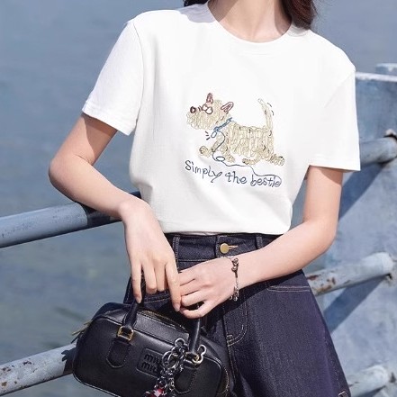 半袖  夏服  デザイン  S  新作  刺繍  デザイン性  レディース  トップス