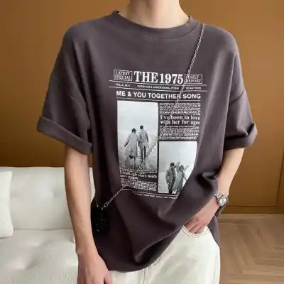 Tシャツ  カジュアル  スタイリッシュ  半袖  ゆったり  クルーネック  S  23  トップス