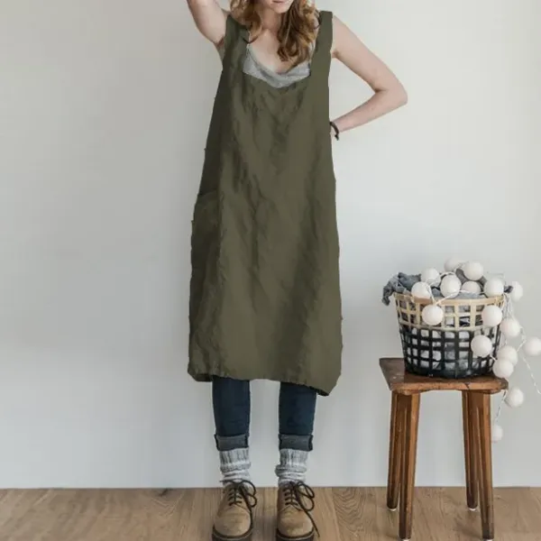 【M～5XL】エプロン　ワンピース風　大人　女性　オシャレ可愛いエプロン