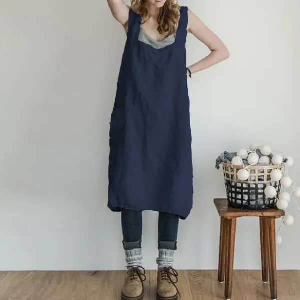 【M～5XL】エプロン　ワンピース風　大人　女性　オシャレ可愛いエプロン
