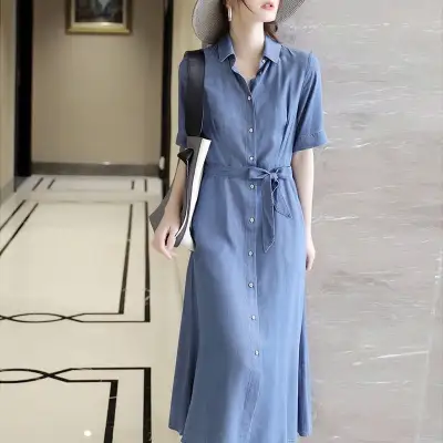 トレンチコート  カーディガン  ワンピース  シルク  半袖  スリムに見える  夏服  普通  春夏  新作  レディース  ミディ丈 / ミディアム丈  大きめサイズ  カジュアルドレス