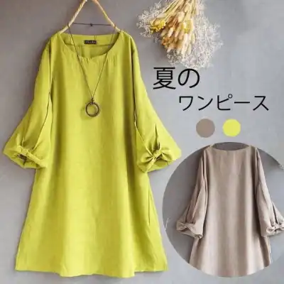 ワンピース  クルーネック  夏服  新作  日本風