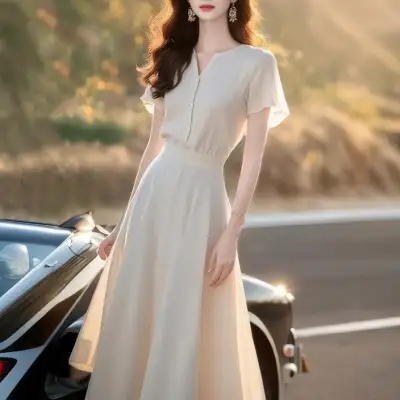 ワンピース  シフォン  スリムに見える  ロング  夏服  気質  高級  新作  レディース  高級感  デートワンピース