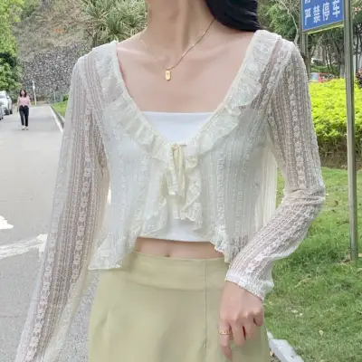 カーディガン  レース  ストール  シルク  アウター  ミニ丈  夏服  日焼け止め  新作  レディース  洗練された  日焼け止め
