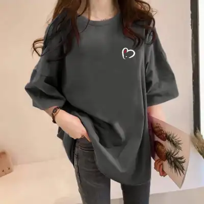 多色お選び可 キレカジ 着痩せ効果 プリント アルファベット 中長 カジュアル コーディネート自在 Tシャツ