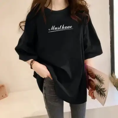着回し自在！ 半袖 プリント ラウンドネック 着痩せ効果 アルファベット ファッション Tシャツ