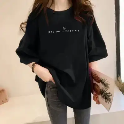 女性らしさ全開♡ アルファベット ラウンドネック プリント  半袖 カジュアル Tシャツ