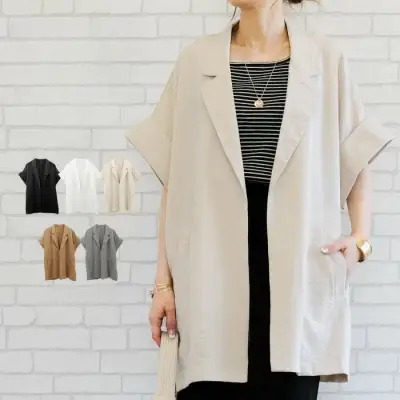 シャツ  ベージュ  材質  アウター  半袖  ゆったり  夏服  リネン  レディース