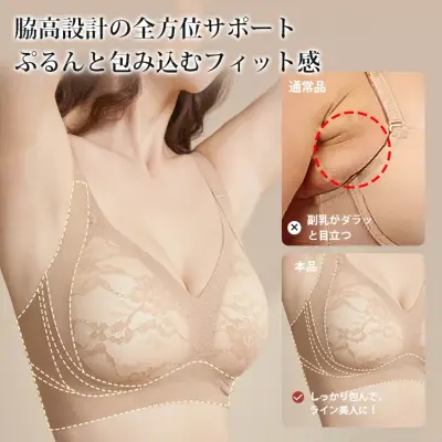 美乳ブラ 谷間メイクブラ  透け防止に ハミ肉ゼロ レース 無地 美胸 ブラジャー