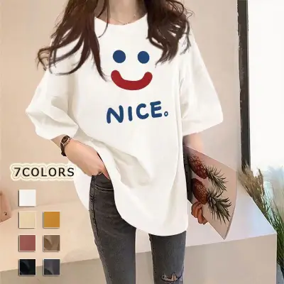 『大人が着たいアイテム』 アルファベット 半袖 ラウンドネック カートゥーン プリント カジュアル Tシャツ 大人 ootd 夏コーデ 夏服 レディース ファッション 20代 30代 40代 50代 カジュアル コーディネート トレンド 着回し