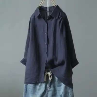 シャツ  シングルブレスト  カジュアル  半袖  どんなスタイルにも合う  折り襟  夏服  レディース  人気商品