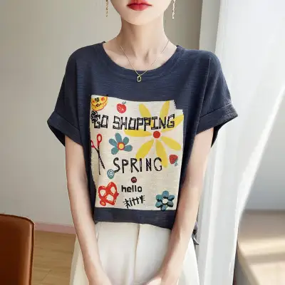 ニット  ニットトップス  半袖  クルーネック  夏服  薄  気質  高級  新作  レディース  大きめサイズ  高級感