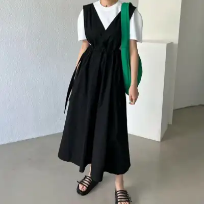 ワンピース  タンクトップ  スリムに見える  ゆったり  夏服  若く見え  レーシング  新作  レトロ  レディース