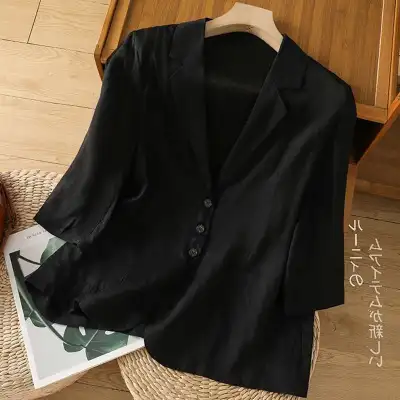 女性に大人気 七分袖 ポケット付き ボタン 無地 折り襟 ファッション スーツジャケット 大人 ootd 夏コーデ 夏服 レディース ファッション 20代 30代 40代 50代 カジュアル コーディネート トレンド 着回し