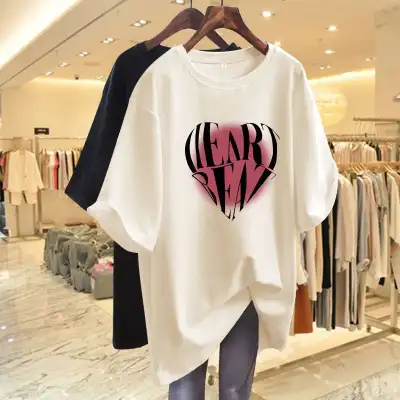 新品登場☆推薦 中長 プリント ラウンドネック アルファベット 半袖 カジュアル Tシャツ