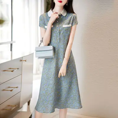 流行の予感 花柄 ボタン 半袖 切り替え プリント キレカジ ワンピース 大人 ootd 夏コーデ 夏服 レディース ファッション 20代 30代 40代 50代 カジュアル コーディネート トレンド 着回し
