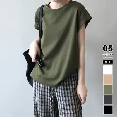 2025SS 接触冷感 涼しい コットン天竺 tシャツ レディース 春 夏 半袖 フレンチスリーブ