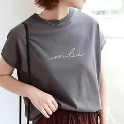 Tシャツ  シンプル  アルファベット  セクシー  半袖  ミニ丈  夏服  新作  レディース