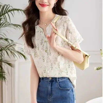 花柄  シフォン  ブラウス  スタイリッシュ  半袖  夏服  気質  新作  おしゃれ / ファッション  フレンチスタイル  レディース  洗練された