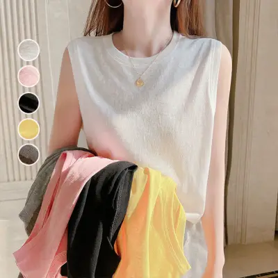 2点まとめ買い 着痩せ 無地 ラウンドネック ノースリーブ タンクトップ/キャミソール 大人 ootd 夏コーデ 夏服 レディース ファッション 20代 30代 40代 50代 カジュアル コーディネート トレンド 着回し